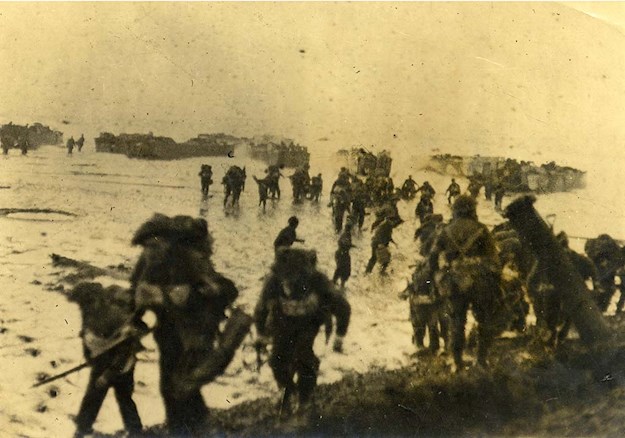 British commandos coming ashore near the town of Vlissingen during the Battle of the Scheldt.
