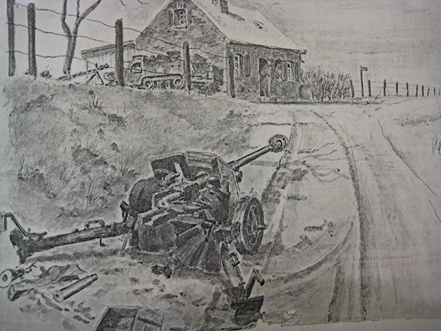Horst's drawing showing tense comrades waiting for the enemy to strike. ©Charles MacDonald Papers, US Army Military History Institute