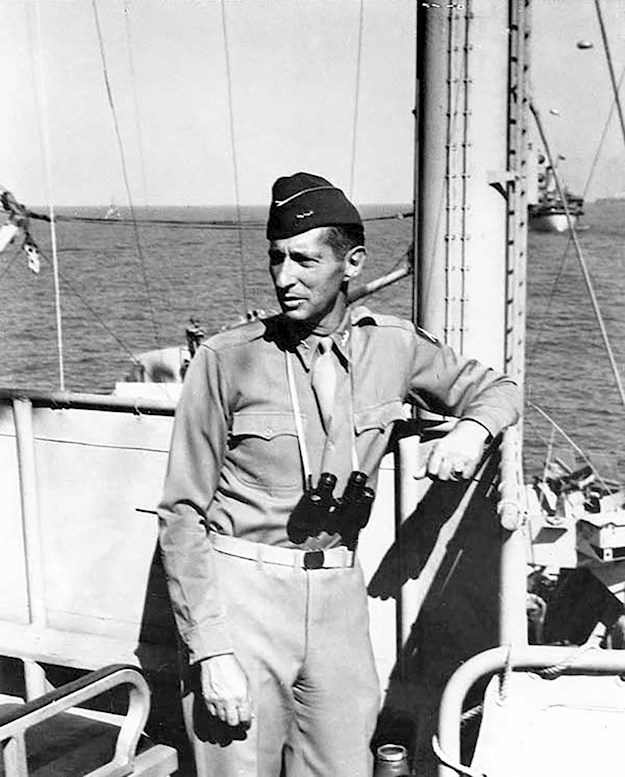Clark on board USS Ancon during the landings at Salerno, Italy, 12 September 1943. © Public Domain