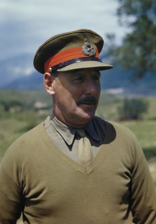 Lieutenant General Sir Oliver Leese, commander of the British 8th Army, 30 April 1944.