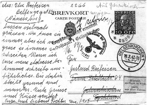 The last postcard from Ilse to her (already deported) parents. © Ilse Reifeisen-Hallin/Jüdisches Museum Westfalen
