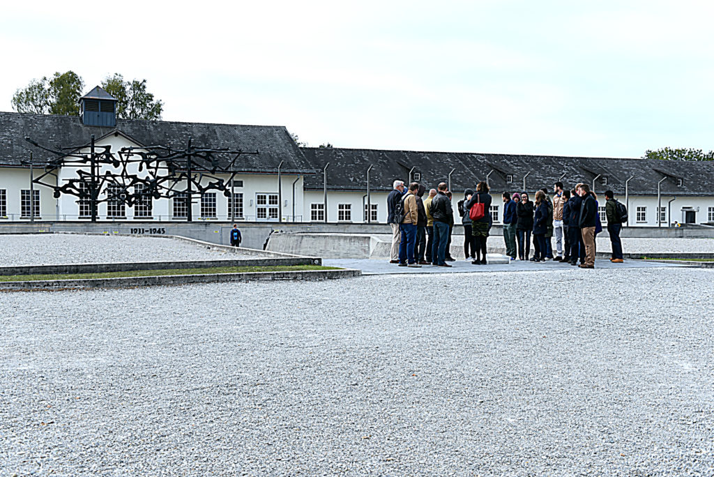 Visitors at Dachau Memorial