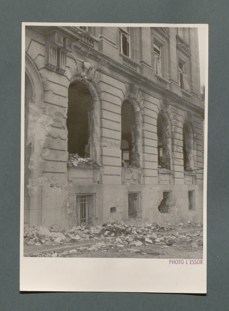 The Oberfeldkommandantur's devastated premises, Place du Trône, 4 September 1944